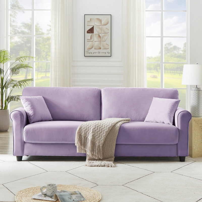 Mercer41 Enzo 82.48 Velvet Rolled Arm Sofa Reviews Wayfair
